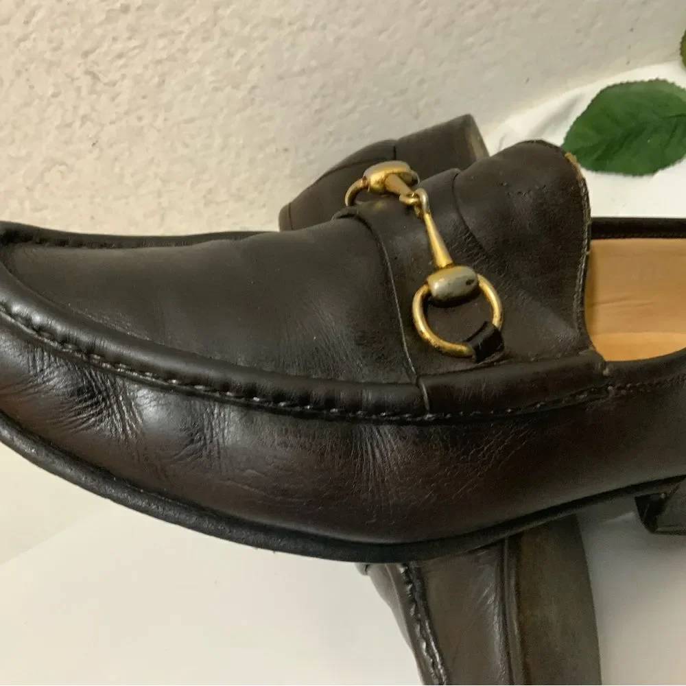 Vintage Gucci Classic Brown Leather Horsebit Loafers Men’s 43 1/2 S